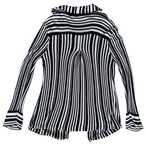 Miou Muse Black White Stripe Knit Cardigan Medium Graphic Artsy Warm